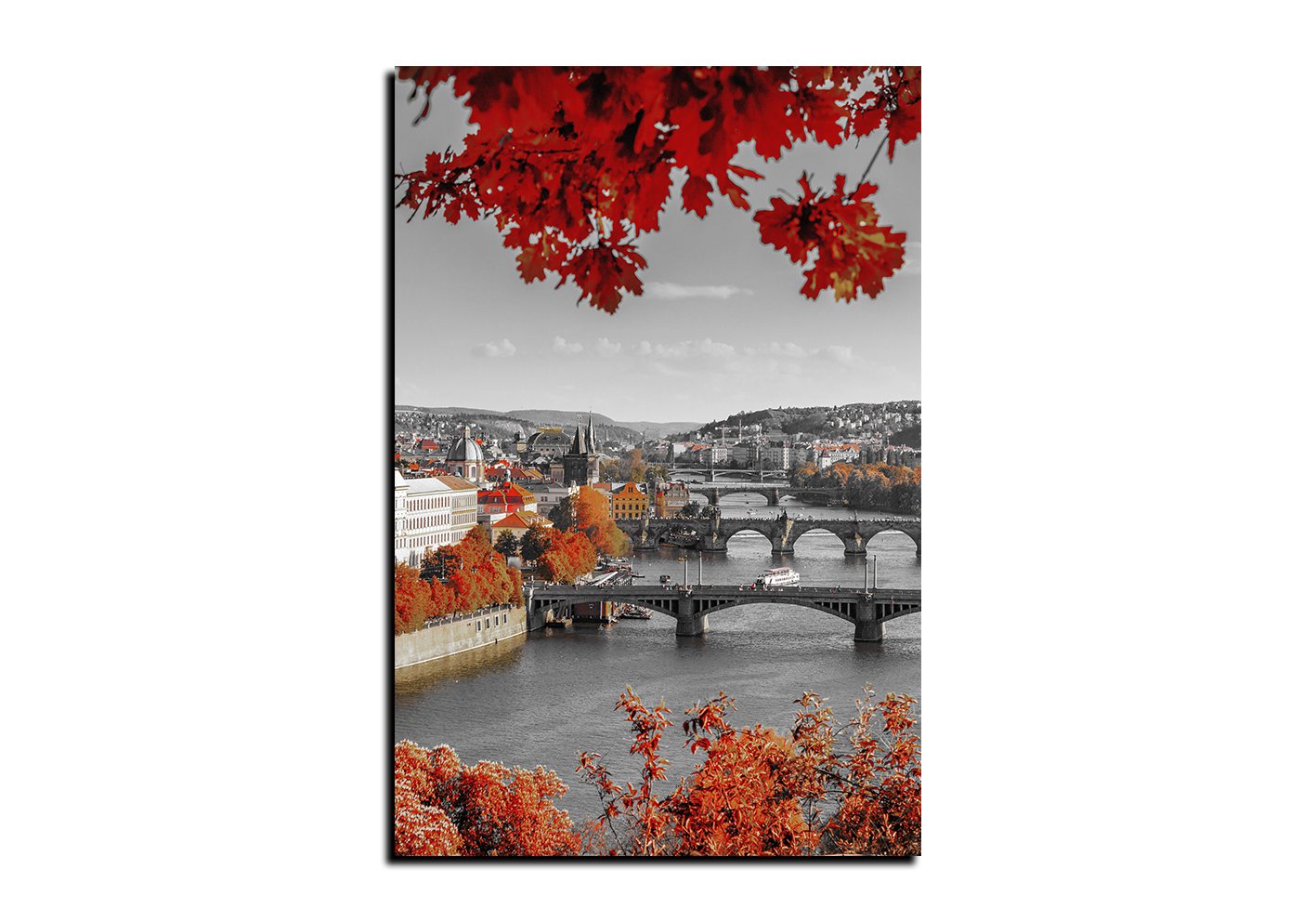 Obraz na plátně - Řeka Vltava a Karlův most - obdélník